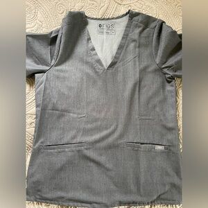 FIGS Grey V-Neck Scrub Top